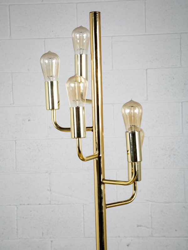 Mid Century Modern Table Lamp Brass 5 Light Gold Mcm Metal Cactus Vintage Twist - Image 6