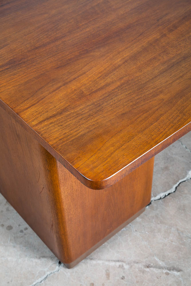 Mid Century Modern Desk Executive Office Stow Davis Boomerang Large Walnut Mcm - Image 9