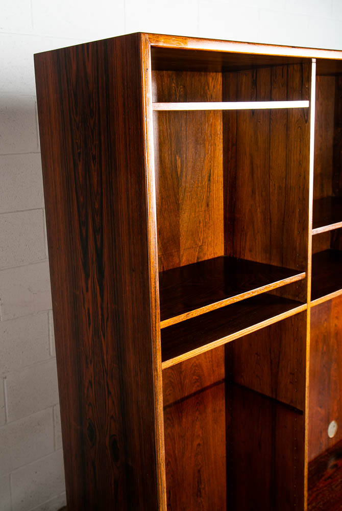Mid Century Danish Modern Bookshelf Credenza Brazilian Rosewood Doors Omann Jun - Image 9