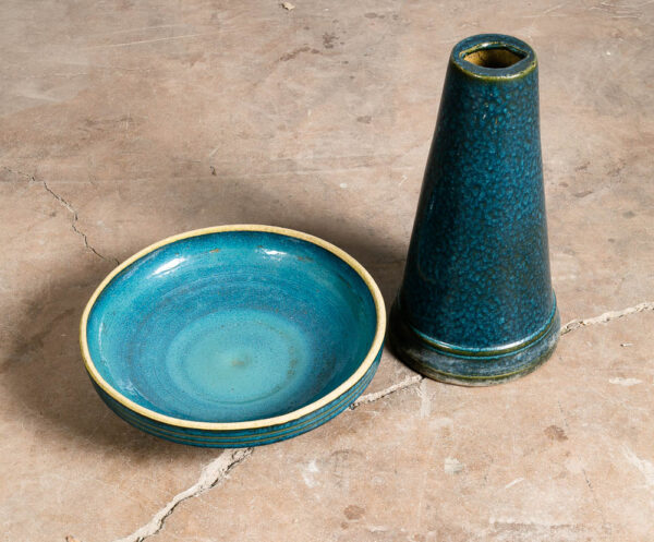 Mid Century Modern Bird Bath Ceramic Studio Pottery Artisan California Blue Mcm - Image 8