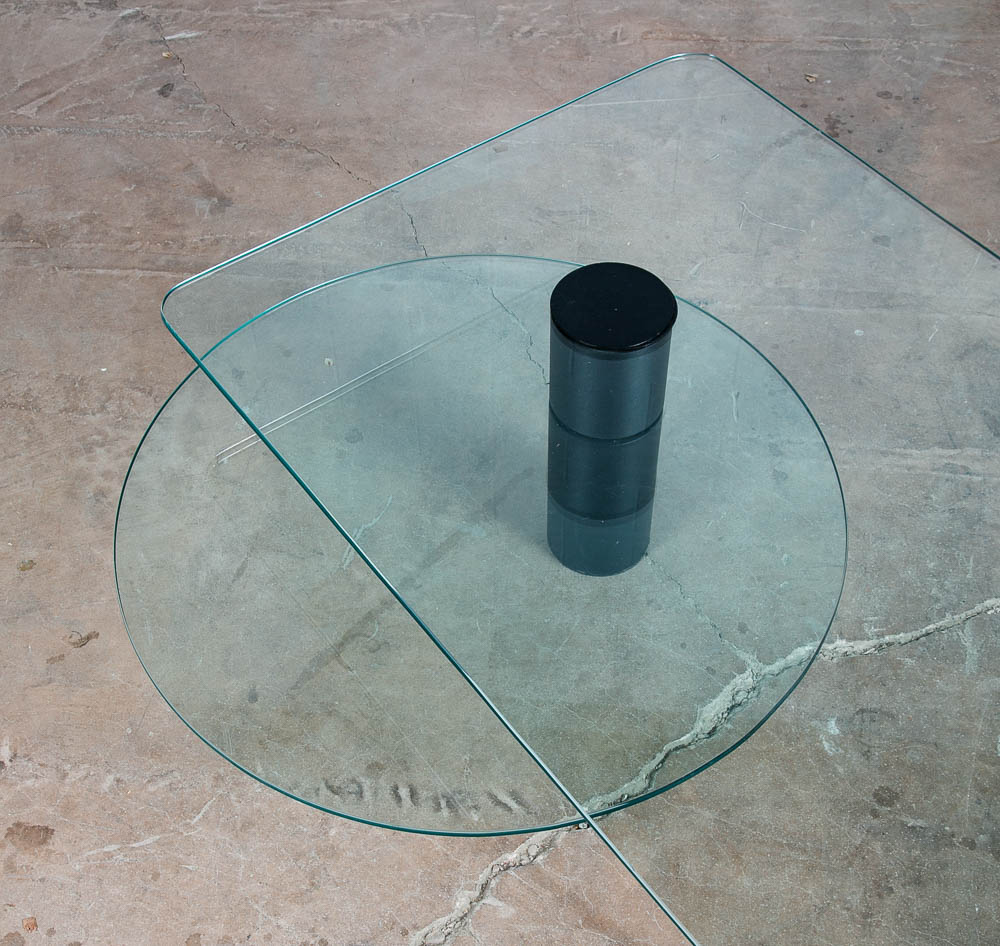 Mid Century Post Modern Coffee Table Glass Italian Cylindrical Shelf Waterfall - Image 6