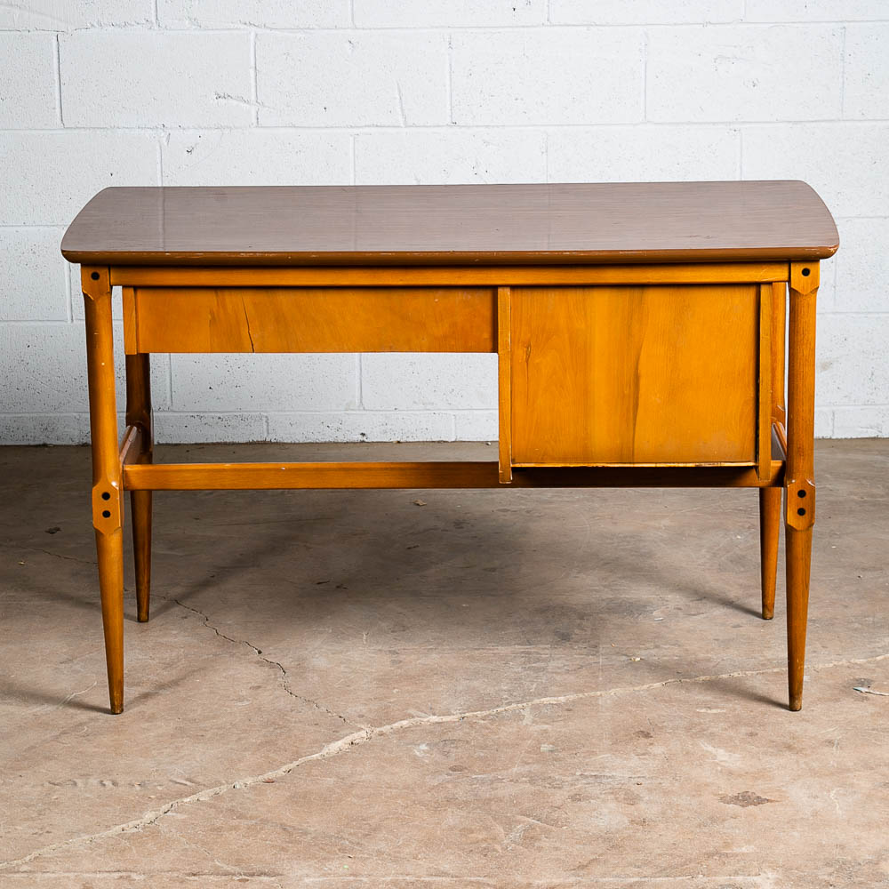 Mid Century Modern Desk Solid Walnut Executive Office Drexel 3 Drawer Floating - Image 5