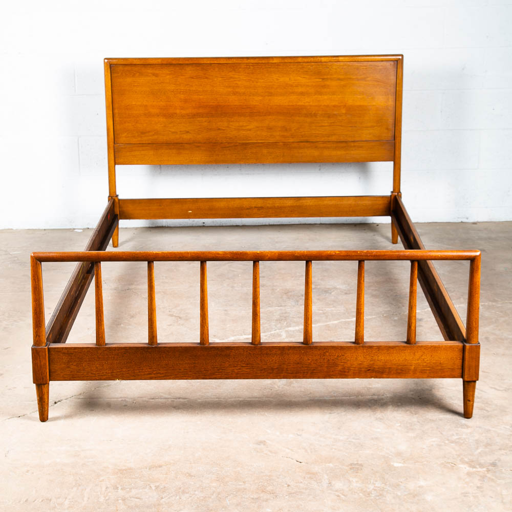 Mid Century Modern Headboard Bed frame Full Henredon Circa '60 Foot Board Walnut - Image 3