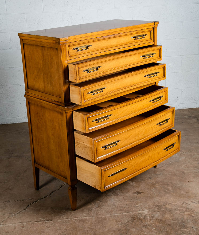 Mid Century Modern Highboy Dresser 6 Drawer Malcolm Vintage Walnut Tall Legs Mcm - Image 8