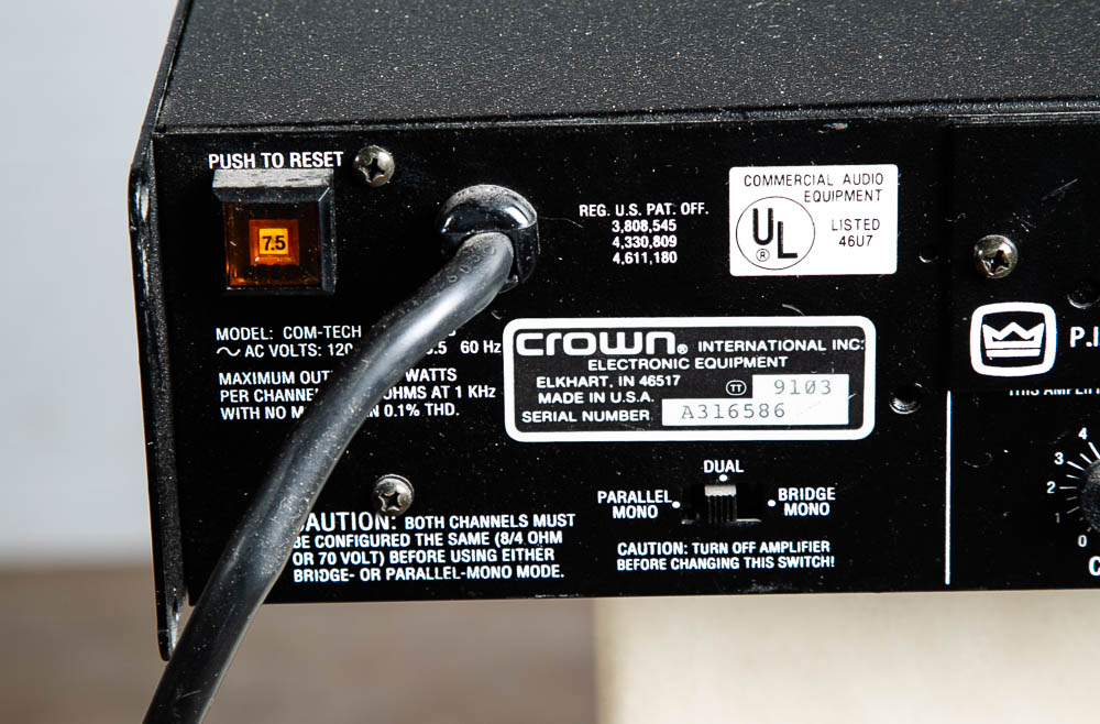 Stereo Power Amplifier Crown Com-Tech 200 1995 110 Watts per channel - Image 7