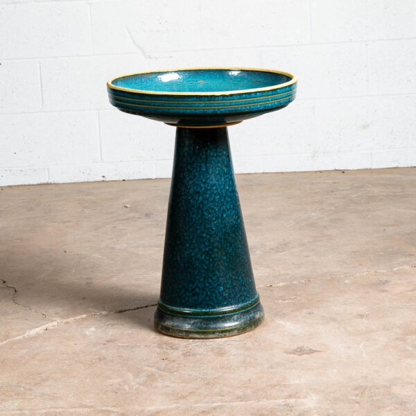 Mid Century Modern Bird Bath Ceramic Studio Pottery Artisan California Blue Mcm - Image 2