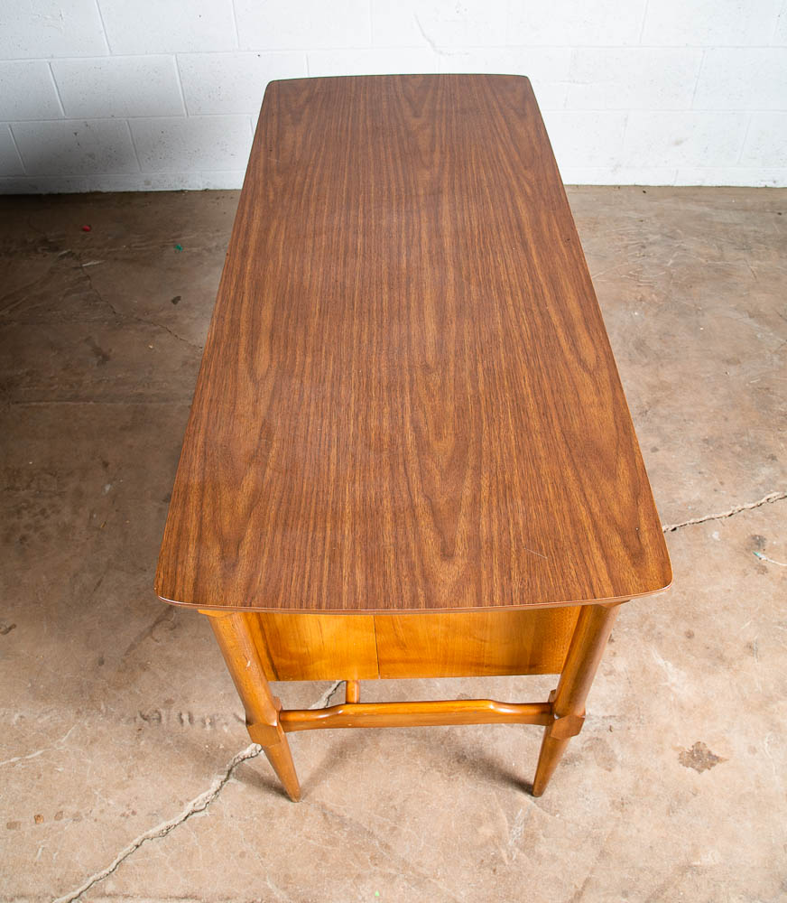 Mid Century Modern Desk Solid Walnut Executive Office Drexel 3 Drawer Floating - Image 8