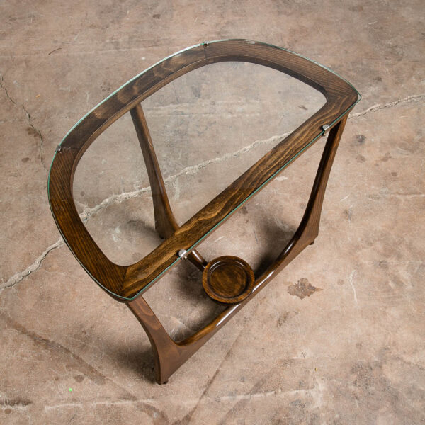 Mid Century Modern Cocktail Table Side End Round Glass Top Vintage Rounded Mcm - Image 11