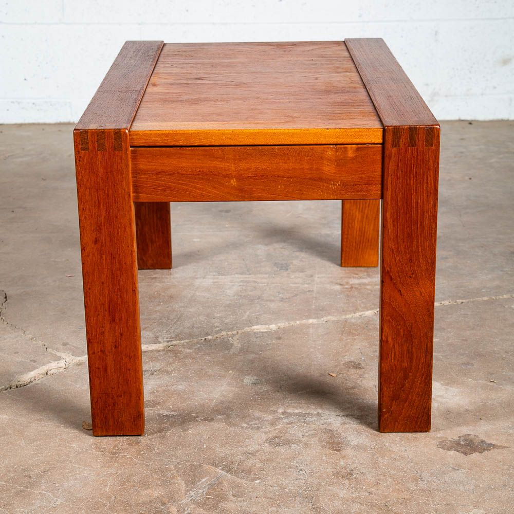 Mid Century Danish Modern End Table Side Solid Teak Denmark Finger Joint Planked - Image 3