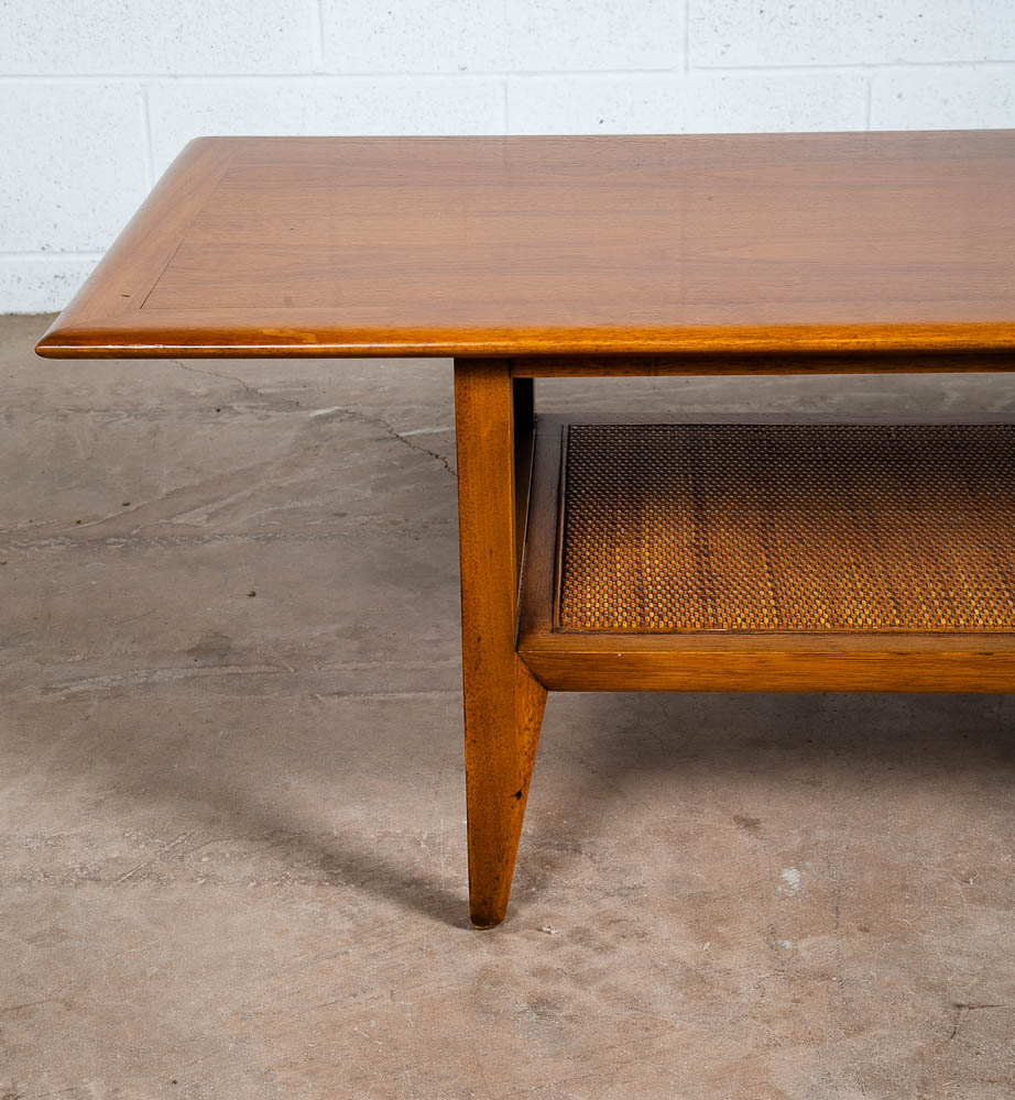 Mid Century Modern Coffee Table Drexel Surfboard White Marble Walnut Wood Mcm LG - Image 7