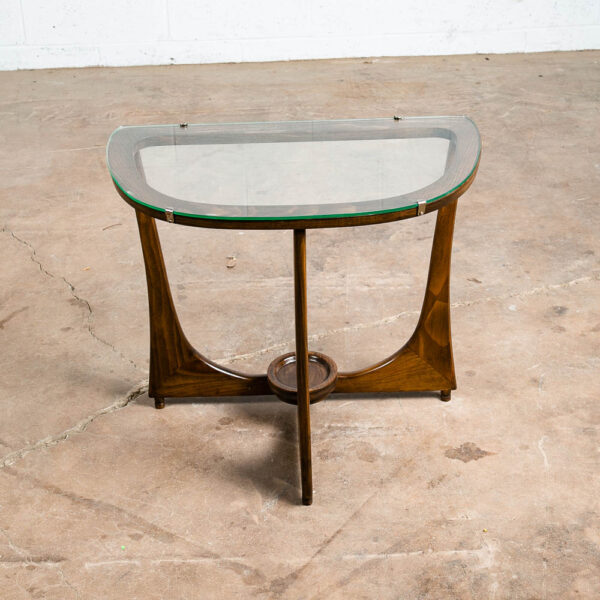 Mid Century Modern Cocktail Table Side End Round Glass Top Vintage Rounded Mcm - Image 4