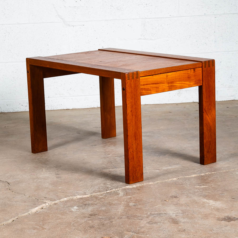 Mid Century Danish Modern End Table Side Solid Teak Denmark Finger Joint Planked - Image 2
