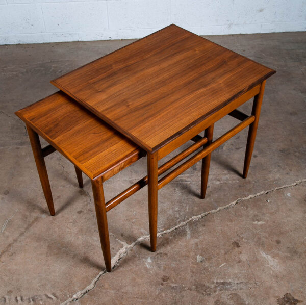 Mid Century Danish Modern Nesting Tables Teak Set of 2 Denmark Side End Table VG