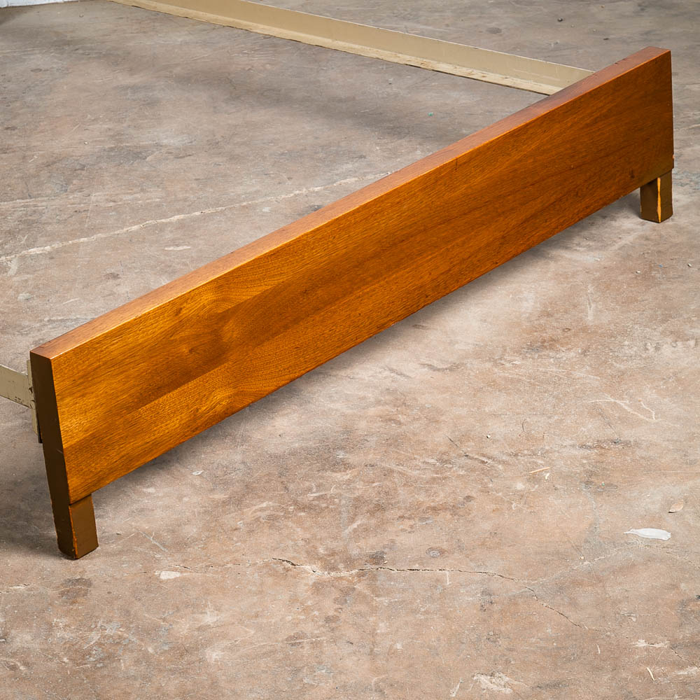 Mid Century Modern Headboard Bed frame Full Sz Johnson Carper Foot Board Walnut - Image 5