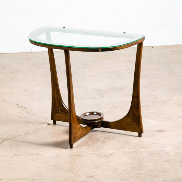 Mid Century Modern Cocktail Table Side End Round Glass Top Vintage Rounded Mcm