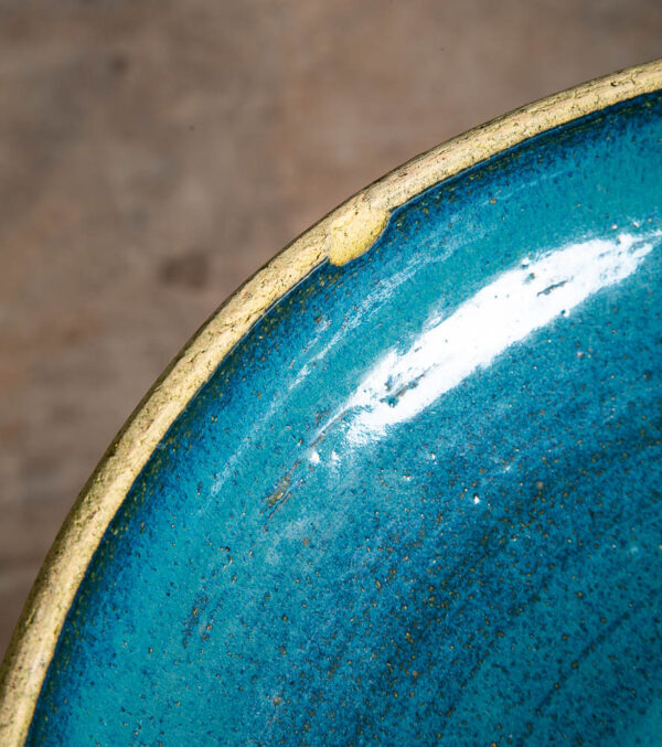 Mid Century Modern Bird Bath Ceramic Studio Pottery Artisan California Blue Mcm - Image 4