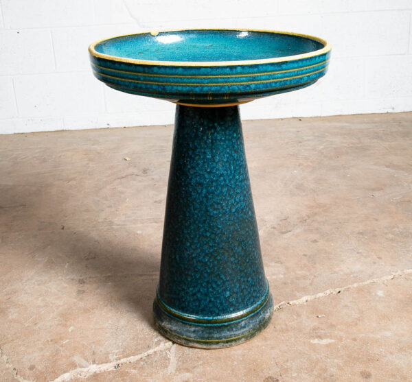 Mid Century Modern Bird Bath Ceramic Studio Pottery Artisan California Blue Mcm - Image 7