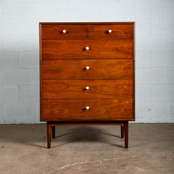 Mid Century Modern Highboy Dresser Drexel Declaration Kipp Stewart Walnut Chest - Image 2
