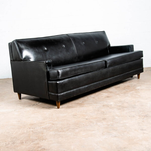 Mid Century Modern Sofa Couch 2 Seat Sleeper Pull Out Mattress Simmons Black Mcm - Image 3