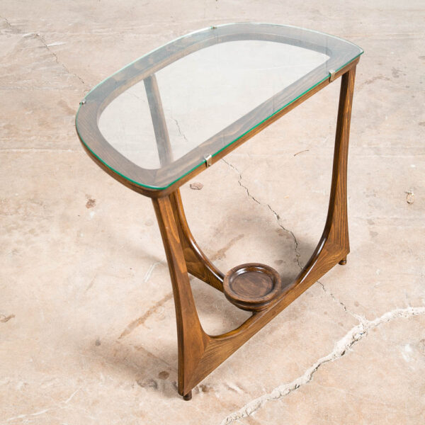 Mid Century Modern Cocktail Table Side End Round Glass Top Vintage Rounded Mcm - Image 7