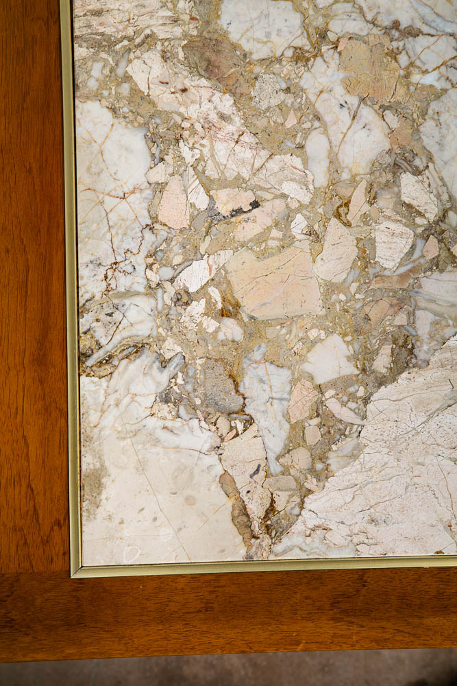 Mid Century Modern Coffee Table Drexel Surfboard White Marble Walnut Wood Mcm LG - Image 12