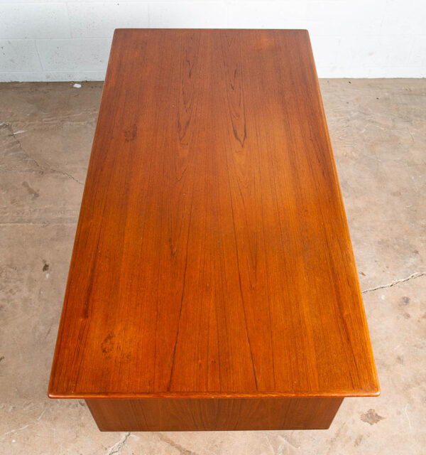 Mid Century Danish Modern Desk Executive Teak Floating 7 Drawer Bookshelf Office - Image 8