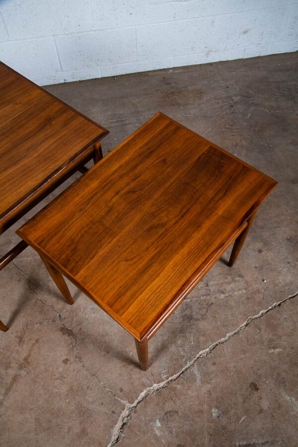 Mid Century Danish Modern Nesting Tables Teak Set of 2 Denmark Side End Table VG - Image 8