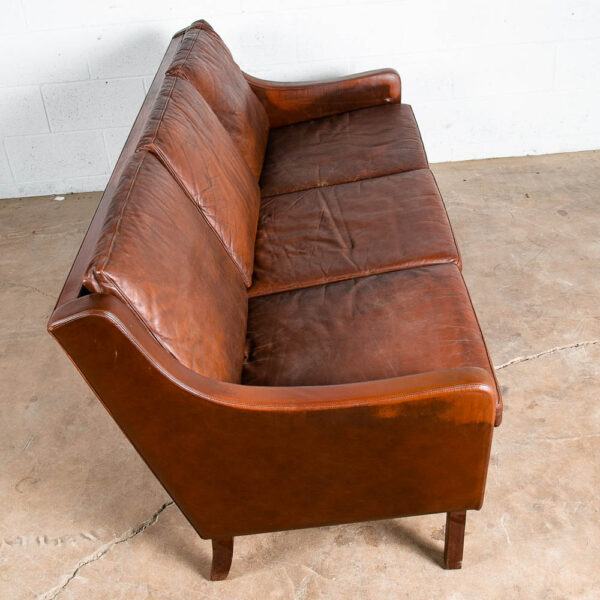 Mid Century Danish Modern Sofa Couch Ox Blood Red Leather Denmark 3 Seat Mcm - Image 5
