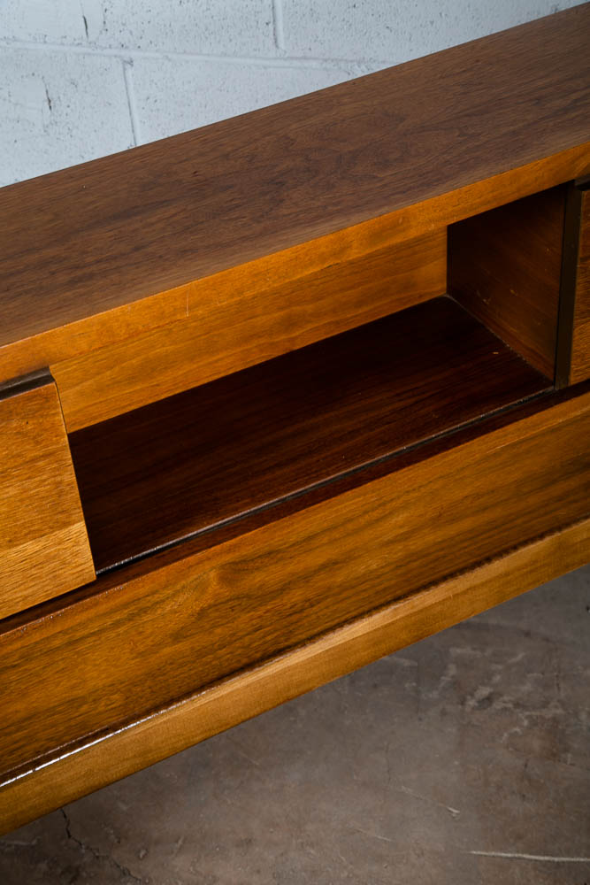 Mid Century Modern Headboard Bed frame Full Sz Johnson Carper Foot Board Walnut - Image 8