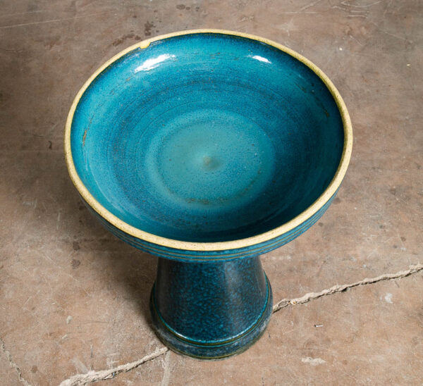 Mid Century Modern Bird Bath Ceramic Studio Pottery Artisan California Blue Mcm - Image 5