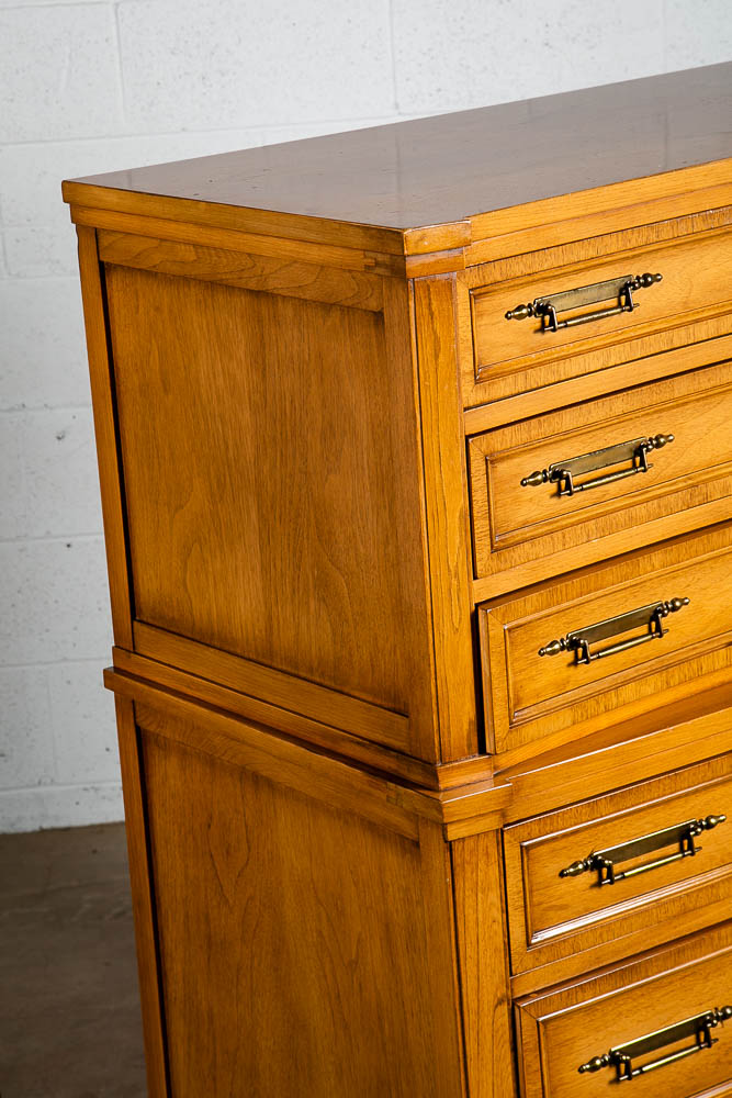 Mid Century Modern Highboy Dresser 6 Drawer Malcolm Vintage Walnut Tall Legs Mcm - Image 11