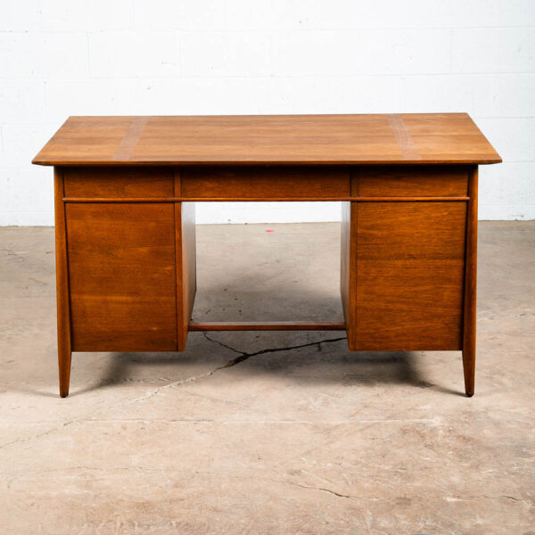 Mid Century Modern Desk Executive 5 Drawer Walnut Wood Henredon Circa '60 Mcm NM - Image 7
