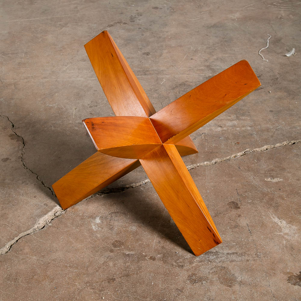 Mid Century Modern Coffee Table Round Glass Jacks Solid Cherry Sculptural Mcm - Image 8