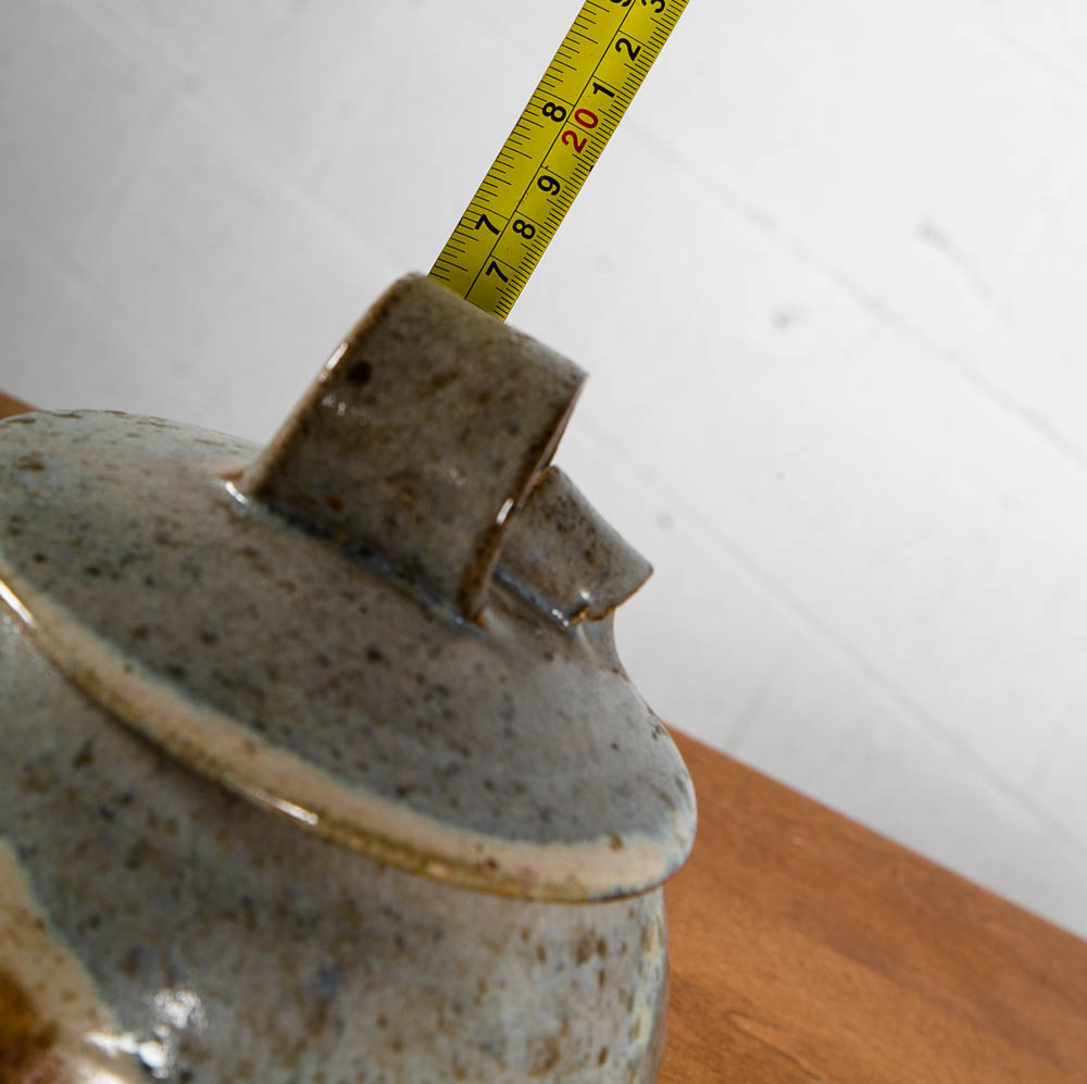 Mid Century Modern Studio Pottery Pot Lidded Drip Glaze Ceramic Brown Signed - Image 9