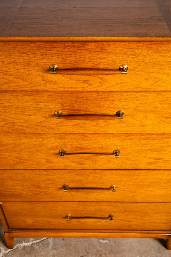 Mid Century Modern Highboy Dresser 5 Drawer Walnut Wood Henredon Circa '60 Mcm - Image 11