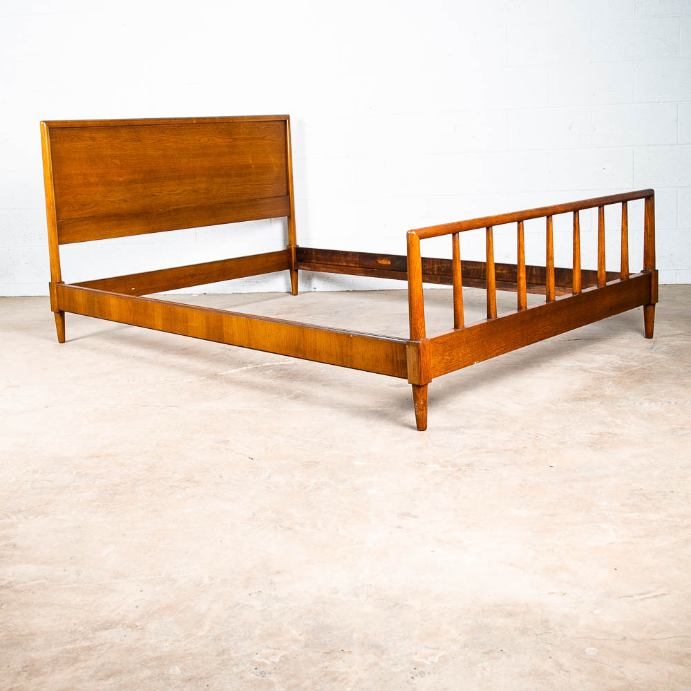 Mid Century Modern Headboard Bed frame Full Henredon Circa '60 Foot Board Walnut - Image 2