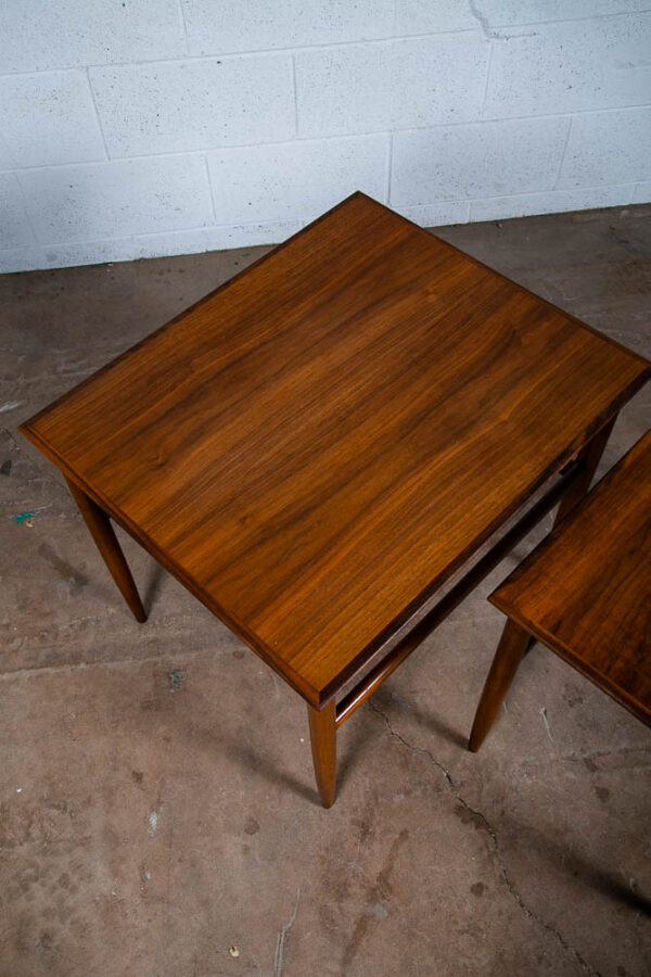 Mid Century Danish Modern Nesting Tables Teak Set of 2 Denmark Side End Table VG - Image 9