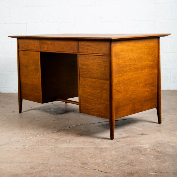 Mid Century Modern Desk Executive 5 Drawer Walnut Wood Henredon Circa '60 Mcm NM - Image 6