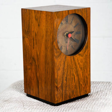 Mid Century Danish Modern Desk Clock Brazilian Rosewood Washington Clock Works