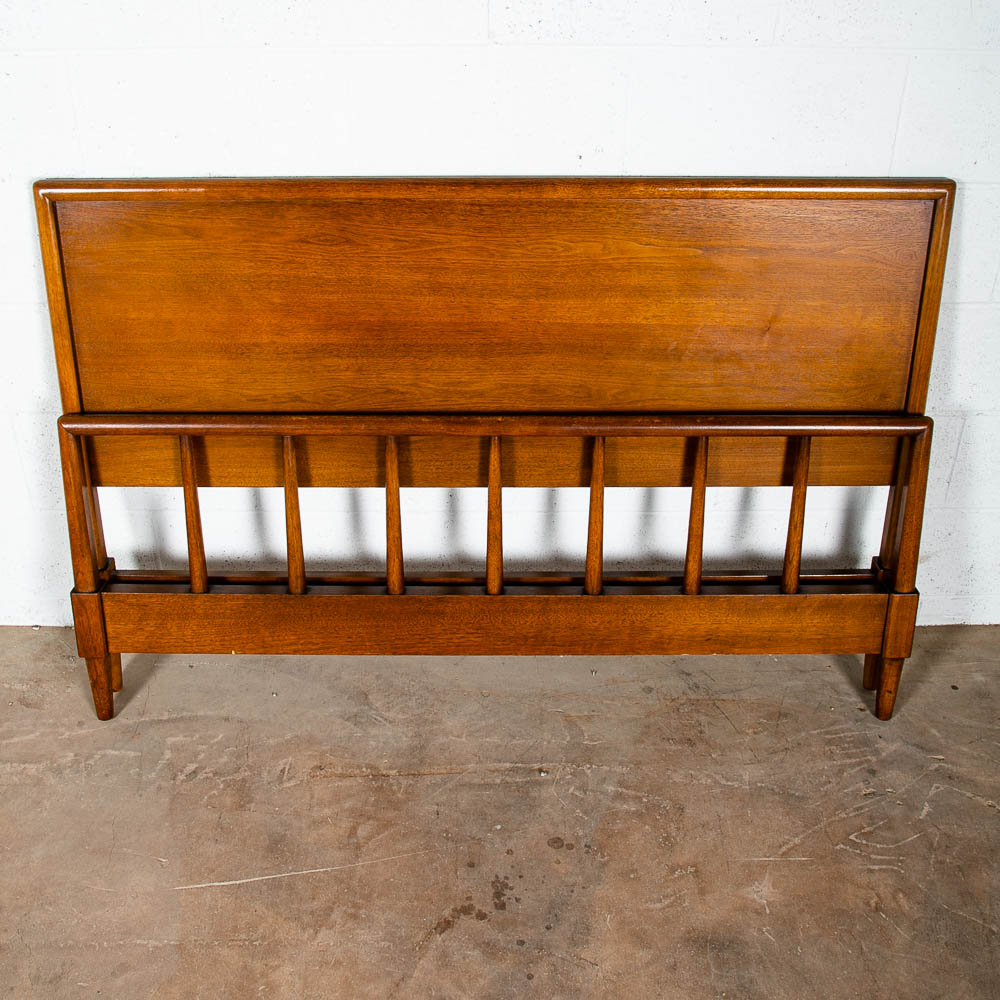 Mid Century Modern Headboard Bed frame Full Henredon Circa '60 Foot Board Walnut - Image 5