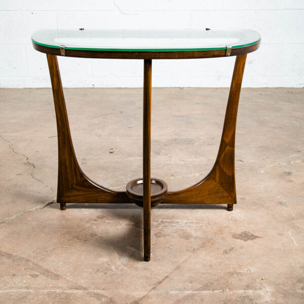 Mid Century Modern Cocktail Table Side End Round Glass Top Vintage Rounded Mcm - Image 2