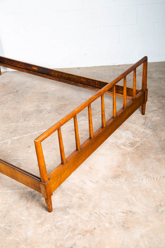 Mid Century Modern Headboard Bed frame Full Henredon Circa '60 Foot Board Walnut - Image 8