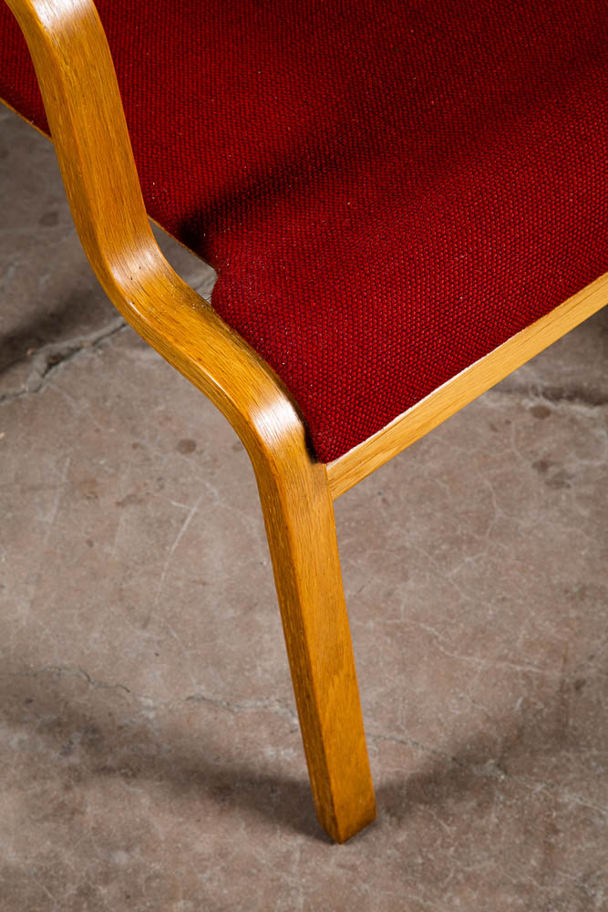 Mid Century Modern Dining Chairs Set 4 Arms Stendig Sculptural Red Oak Stackable - Image 12