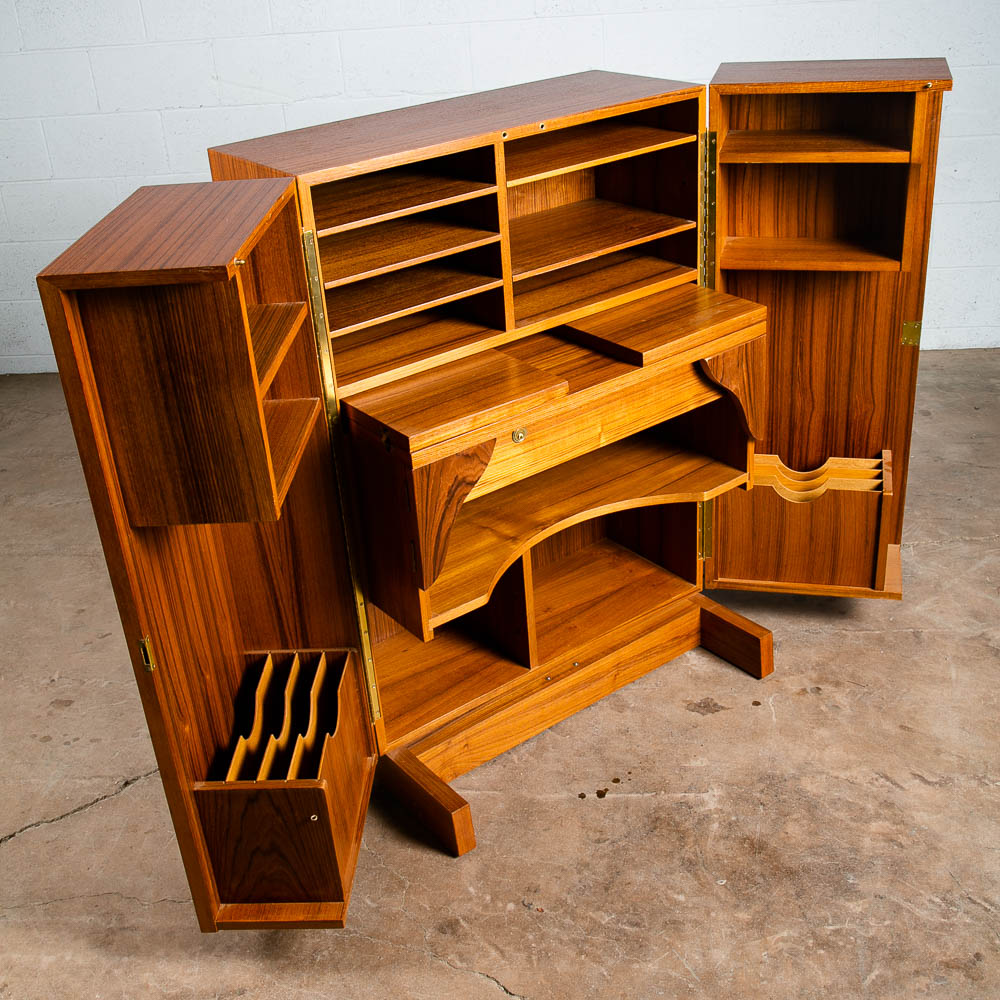 Mid Century Danish Modern Desk In a Box Office Teak Sliding Denmark Locking Mcm - Image 6