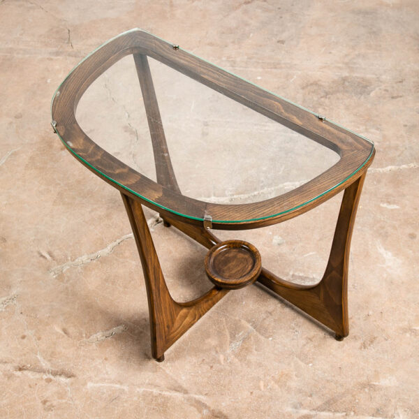 Mid Century Modern Cocktail Table Side End Round Glass Top Vintage Rounded Mcm - Image 5