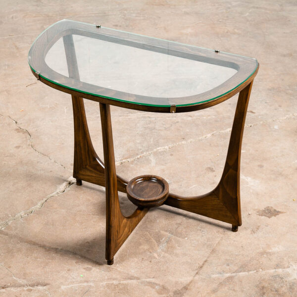 Mid Century Modern Cocktail Table Side End Round Glass Top Vintage Rounded Mcm - Image 3