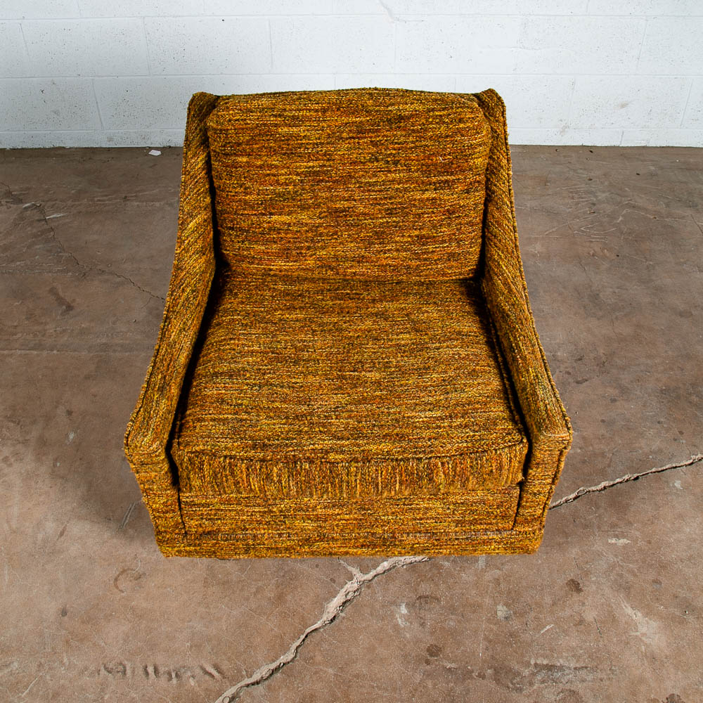 Mid Century Modern Lounge Chair Brown Orange Upholstered Armchair Tweed American - Image 6