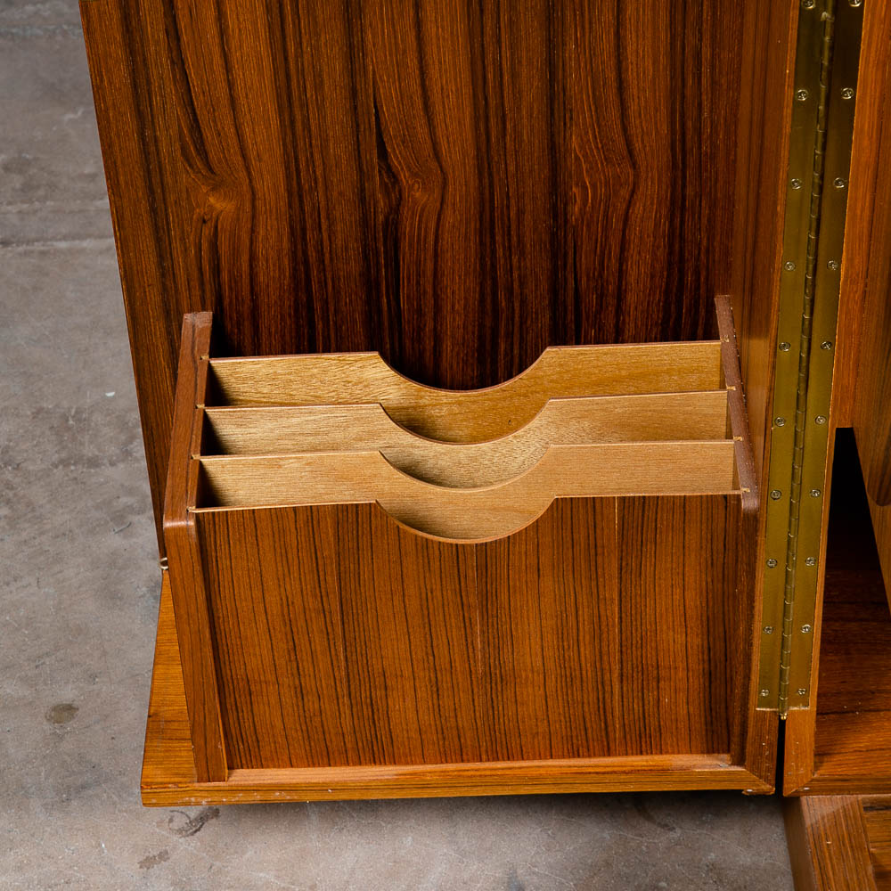 Mid Century Danish Modern Desk In a Box Office Teak Sliding Denmark Locking Mcm - Image 10