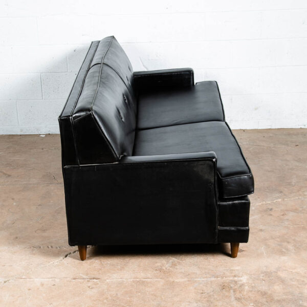 Mid Century Modern Sofa Couch 2 Seat Sleeper Pull Out Mattress Simmons Black Mcm - Image 4