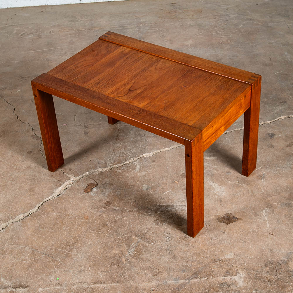 Mid Century Danish Modern End Table Side Solid Teak Denmark Finger Joint Planked